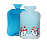 Hot Water Bottle with Cover 2L, Red Scarf Cartoon Penguinc Hot Water Bottles for Adults Warmer/Pain Relief