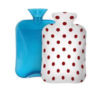 Hot Water Bottle with Cover 2L, Red White Dots Hot Water Bottles for Adults Warmer/Pain Relief