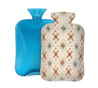 Hot Water Bottle with Cover 2L, Retro Dot Grid Pattern Hot Water Bottles for Adults Warmer/Pain Relief