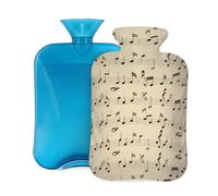 Hot Water Bottle with Cover 2L, Retro Music Score Hot Water Bottles for Adults Warmer/Pain Relief