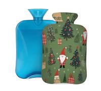 Hot Water Bottle with Cover 2L, Santa Claus Christmas Tree Hot Water Bottles for Adults Warmer/Pain Relief