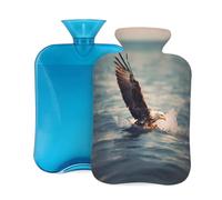 Hot Water Bottle with Cover 2L, Sea Surface Retro Eagle Pattern Hot Water Bottles for Adults Warmer/Pain Relief