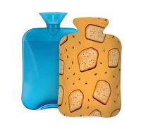 Hot Water Bottle with Cover 2L, Sesame Bread Pattern Hot Water Bottles for Adults Warmer/Pain Relief