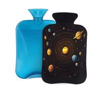 Hot Water Bottle with Cover 2L, Solar System Universe Space Hot Water Bottles for Adults Warmer/Pain Relief
