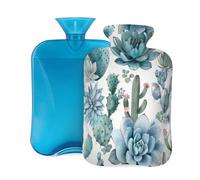 Hot Water Bottle with Cover 2L, Succulent Plant Cactus Hot Water Bottles for Adults Warmer/Pain Relief