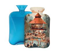Hot Water Bottle with Cover 2L, Summer Courtyard Hot Water Bottles for Adults Warmer/Pain Relief