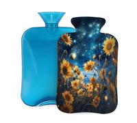 Hot Water Bottle with Cover 2L, Sunflower Starry Night Hot Water Bottles for Adults Warmer/Pain Relief