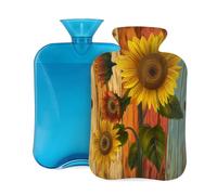 Hot Water Bottle with Cover 2L, Sunflower Wood Pattern Hot Water Bottles for Adults Warmer/Pain Relief