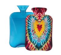 Hot Water Bottle with Cover 2L, Tie Dyeing Love Hot Water Bottles for Adults Warmer/Pain Relief