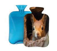 Hot Water Bottle with Cover 2L, Tree Hole Cute Squirrel Hot Water Bottles for Adults Warmer/Pain Relief