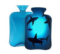 Hot Water Bottle with Cover 2L, Underwater Shark Hot Water Bottles for Adults Warmer/Pain Relief