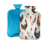 Hot Water Bottle with Cover 2L, Various Colored Roosters Hot Water Bottles for Adults Warmer/Pain Relief