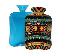 Hot Water Bottle with Cover 2L, Vintage Aztec Ethnic Boho Geometric Hot Water Bottles for Adults Warmer/Pain Relief