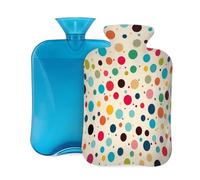 Hot Water Bottle with Cover 2L, Vintage Polka Dot Pattern Hot Water Bottles for Adults Warmer/Pain Relief