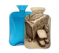 Hot Water Bottle with Cover 2L, Vintage Toast Bread Hot Water Bottles for Adults Warmer/Pain Relief