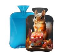 Hot Water Bottle with Cover 2L, Watercolor Cake Squirrel Hot Water Bottles for Adults Warmer/Pain Relief