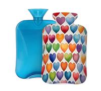 Hot Water Bottle with Cover 2L, Watercolor Love Heart Hot Water Bottles for Adults Warmer/Pain Relief