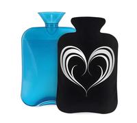 Hot Water Bottle with Cover 2L, White Lines Love Heart Hot Water Bottles for Adults Warmer/Pain Relief