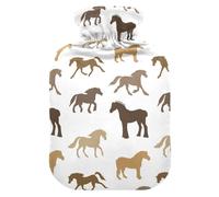 Hot Water Bottle with Cover, Animal Horse 1L Leakproof Hot Water Bag for Hand Feet Warmer, Neck, Shoulder, Back, Muscle Pain Relief, Cold Compress