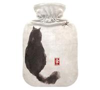 Hot Water Bottle with Cover, Chinese Painting Cat 2L Leakproof Hot Water Bag for Hand Feet Warmer, Neck, Shoulder, Back, Muscle Pain Relief, Cold Compress