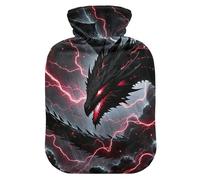 Hot Water Bottle with Cover, Dragon Lightning 2L Leakproof Hot Water Bag for Hand Feet Warmer, Neck, Shoulder, Back, Muscle Pain Relief, Cold Compress