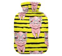 Hot Water Bottle with Cover, Funny Animal Pig 2L Leakproof Hot Water Bag for Hand Feet Warmer, Neck, Shoulder, Back, Muscle Pain Relief, Cold Compress