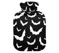 Hot Water Bottle with Cover, Funny Bats 1L Leakproof Hot Water Bag for Hand Feet Warmer, Neck, Shoulder, Back, Muscle Pain Relief, Cold Compress