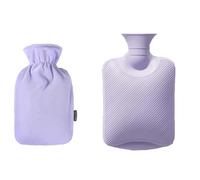 Hot Water Bottle with Cover Hot Water Bag for Hand Feet Warmer, Pain Relief Hot and Cold Therapy Water Heating Pad - 2L Purple