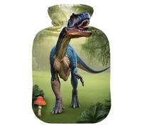 Hot Water Bottle with Cover, Jungle Dinosaur 2L Leakproof Hot Water Bag for Hand Feet Warmer, Neck, Shoulder, Back, Muscle Pain Relief, Cold Compress