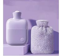 Hot Water Bottle with Cover,Premium Natural Rubber Hot Water Bag,Soft Fleece Cover - Helps Provide Warmth and Pain Relief,Great Idea for Parents and Lover,(Purple) (0.5L)