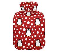 Hot Water Bottle with Cover, Winter Penguin Snow 2L Leakproof Hot Water Bag for Hand Feet Warmer, Neck, Shoulder, Back, Muscle Pain Relief, Cold Compress