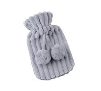 Hot Water Bottle with Fluffy Cover - Soft Premium Faux Fur Cover - 1L/2L- Hot Water Bag for Cosy Nights, Pain Relief - for Women, Seniors & Children (Grey, 1L)