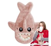 Hot Water Bottle with Hand Pocket, Cartoon Shark Shape Bag Hand Warmer, Thermal Rubber Bags for Hot Compress, Comfort for Hands and Feet in Winter, 14.57x12.2x1.18 Inches