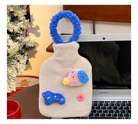 Hot Water Bottle with Handle, Hot Water Bottle with Cover& Soft Cove, Leakproof Hot Water Bag, Cute Plush Soft Small Hot Water Bottles Hot/Cold Dual-Use Portable Warmer for Adults (Beige)