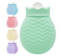 Hot Water Bottle with Knitted Cover, 320ml Small Hot Water Bag for Pain Relief, Back, Neck and Shoulders, Mini Hot Water Bottle with Removable and Washable Soft Cover, Best Gift for Women, Kids, Girls