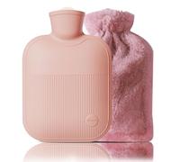 Hot Water Bottle with Plush Cover, 2L 1L 0.5L PVC Hot Water Bag for Neck, Shoulder Pain and Hand Feet Warmer, Menstrual Cramps, Hot Compress and Cold Therapy (Pink, 500ml)