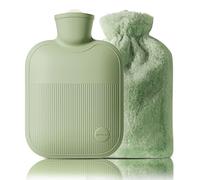 Hot Water Bottle with Plush Cover, 2L 1L 0.5L PVC Hot Water Bag for Neck, Shoulder Pain and Hand Feet Warmer, Menstrual Cramps, Hot Compress and Cold Therapy (Green, 500ml)