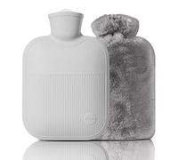 Hot Water Bottle with Plush Cover, 2L 1L 0.5L PVC Hot Water Bag for Neck, Shoulder Pain and Hand Feet Warmer, Menstrual Cramps, Hot Compress and Cold Therapy (Gray, 500ml)
