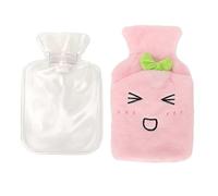 Hot Water Bottle with Plush Cover Explosion Proof Detachable Splash Proof Wide Lip Transparent Design for Relieve Muscle Soreness Cramps Arthritis Keep Warm Winter PVC Material (Roseate)