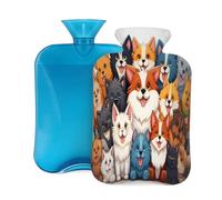 Hot Water Bottle with Soft Cover, A Bunch of Cute Dogs 2L Hot Water Bags for Pain Relief, Cramps,Hand Feet Warmer, Menstrual