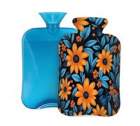 Hot Water Bottle with Soft Cover, Abstract Flowers and Leave Cute Daisy 2 Liter Hot Water Bag for Pain Relief, Hand Feet Warmer