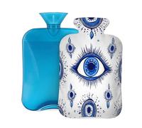 Hot Water Bottle with Soft Cover, Blue Magical Eyes 2L Hot Water Bags for Pain Relief, Cramps,Hand Feet Warmer, Menstrual