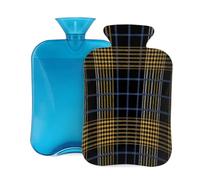 Hot Water Bottle with Soft Cover, Buffalo Plaid Checkered 2 Liter Hot Water Bag for Pain Relief, Hand Feet Warmer