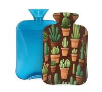 Hot Water Bottle with Soft Cover, Cacti Succulents 2L Hot Water Bags for Pain Relief, Cramps,Hand Feet Warmer, Menstrual
