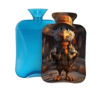Hot Water Bottle with Soft Cover, Cool Mr. Turkey for Thanksgiving 2 Liter Hot Water Bag for Pain Relief, Hand Feet Warmer