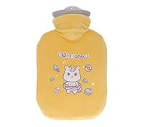 Hot Water Bottle with Soft Cover Cute Cartoon Pattern PVC Material 500ML Capacity for Home Student Use Portable and Safe Warm Compress (Yellow)
