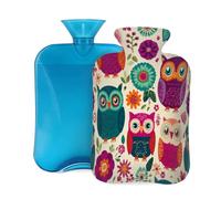 Hot Water Bottle with Soft Cover, Cute Colorful Owl 2L Hot Water Bags for Pain Relief, Cramps,Hand Feet Warmer, Menstrual