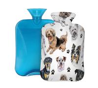 Hot Water Bottle with Soft Cover, Cute Dog Puppy Pets Domestic Animals 2L Hot Water Bags for Pain Relief, Cramps,Hand Feet Warmer, Menstrual