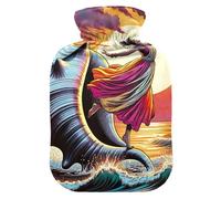 Hot Water Bottle with Soft Cover Feet Warmer with Soft Cover Dancer Dancing on Sea Warm Water Heat Bottles for Menstrual Cramps Pain Relief Medium