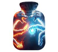 Hot Water Bottle with Soft Cover Feet Warmer with Soft Cover Red Wolf Vs Blue Wolf Hot Water Bag for Menstrual Cramps Medium